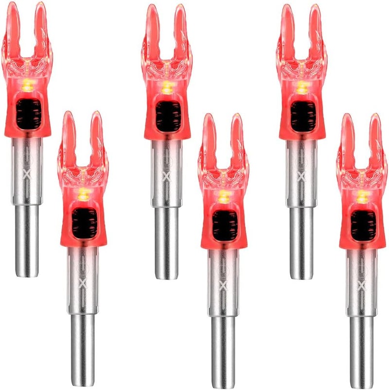 DEEPOWER Store 6 Pack X Lighted Archery Nocks for Arrows .204 Inside Diameter Lighted Arrow Nocks for 5.2mm Arrows Shafts with ON/Off Switch - Image 1
